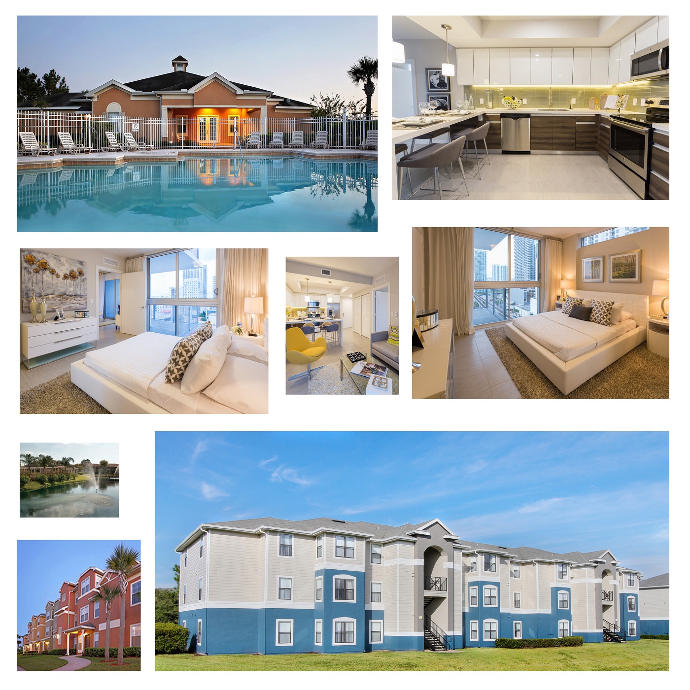 graphic compiled of apartments and community amenities