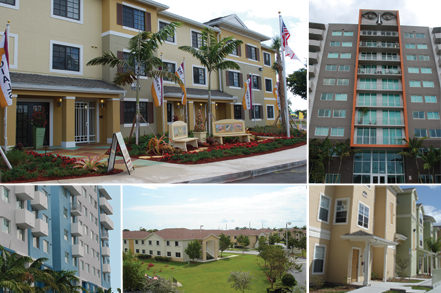 graphic featuring multiple exterior shots of apartment complexes